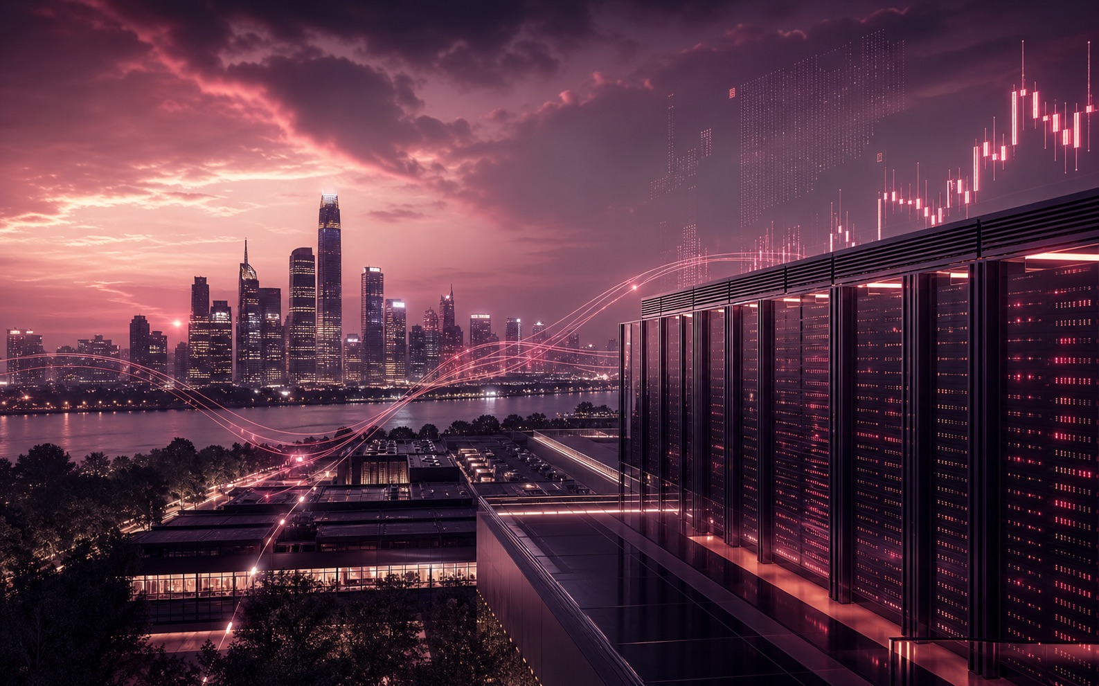 Global city and data infrastructure connected by secure financial data flows